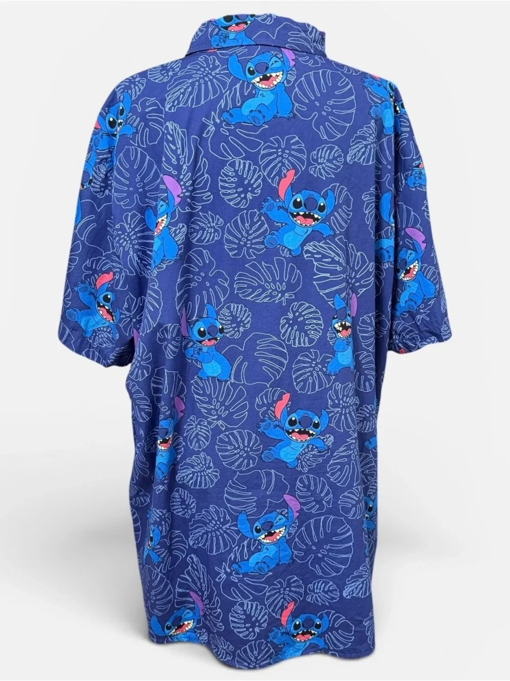 Disney Stitch Hawaiian Camp Shirt Size XXL Blue Tropical Button Front - Picture 2 of 6
